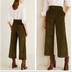MANGO wide leg corduroy pants cropped